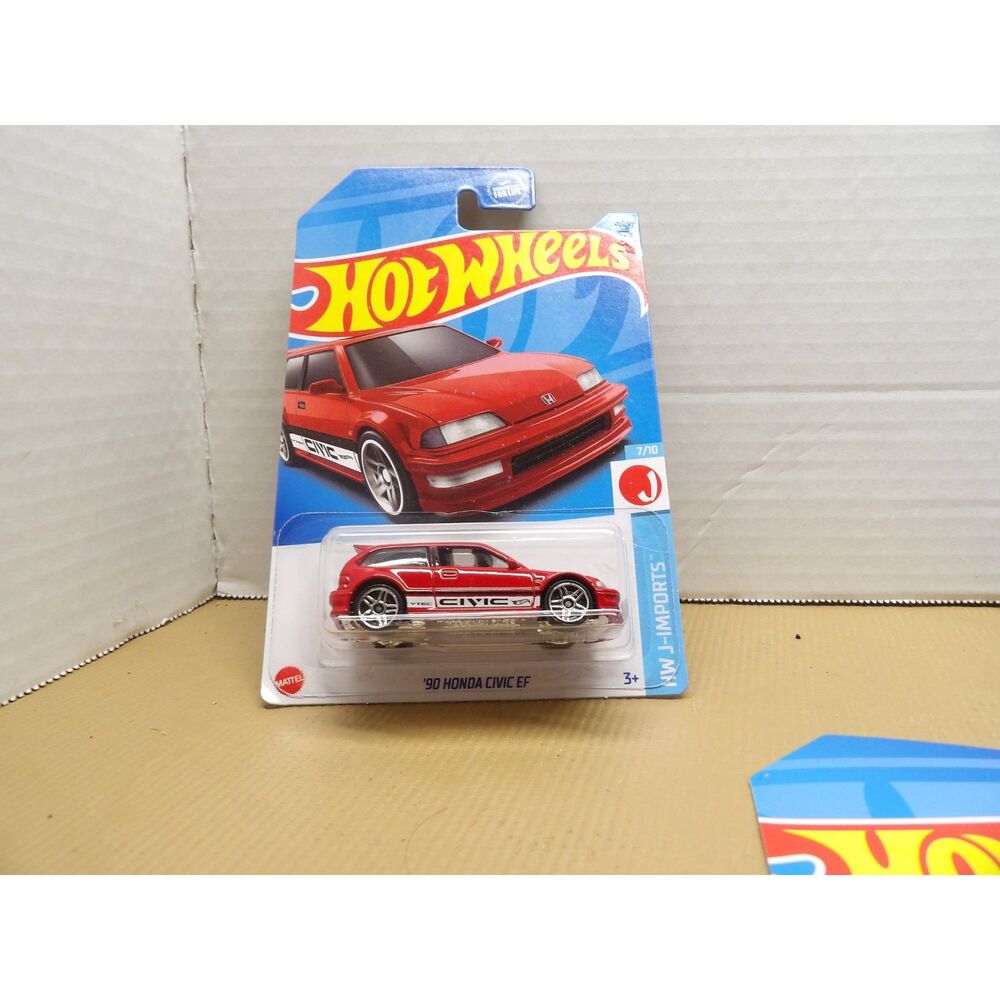 Hot Wheels '90 Honda Civic EF Red HW J-Imports 1:64 Diecast Hatchback Car